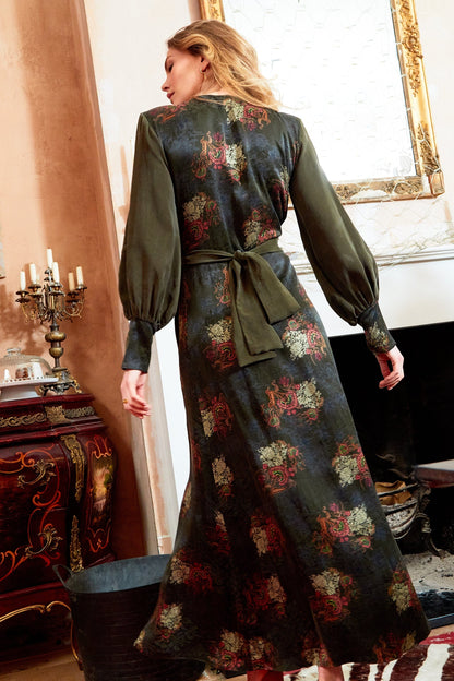 Long Sleeve Wrap Maxi Dress Women Elegant Boho Evening Wear