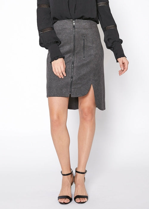 Women's High Waist Zip Front Bodycon Mini Skirt