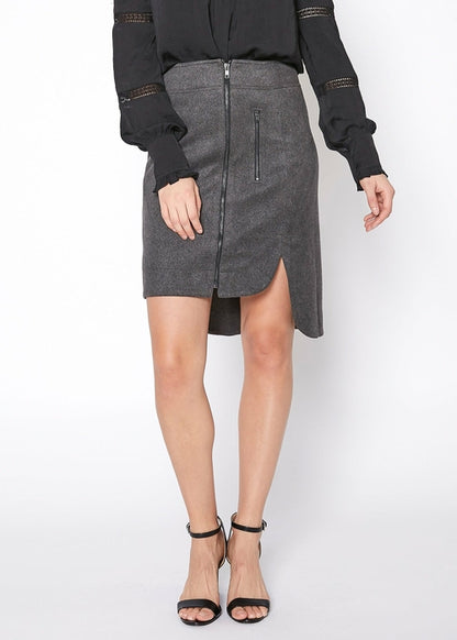 Women's High Waist Zip Front Bodycon Mini Skirt