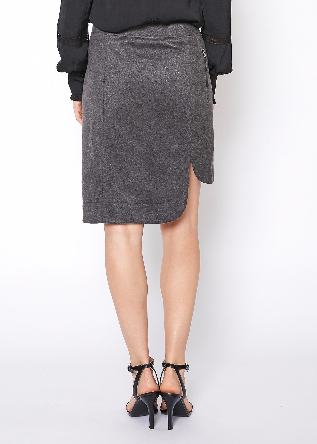 Women's High Waist Zip Front Bodycon Mini Skirt