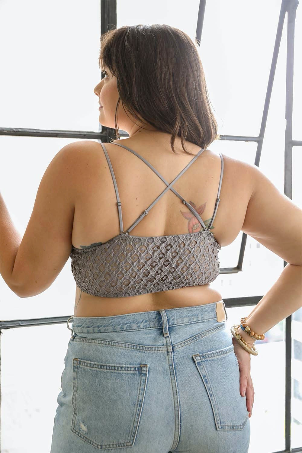 Plus Size Crochet Lace Longline Bralette for Women Comfort