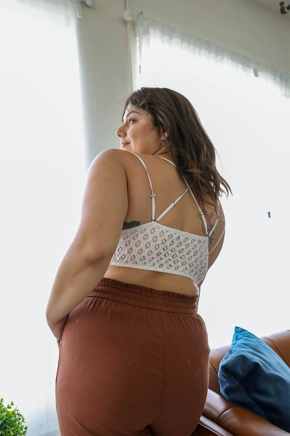 Plus Size Crochet Lace Longline Bralette for Women Comfort