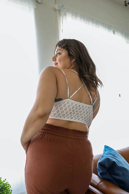 Plus Size Crochet Lace Longline Bralette for Women Comfort