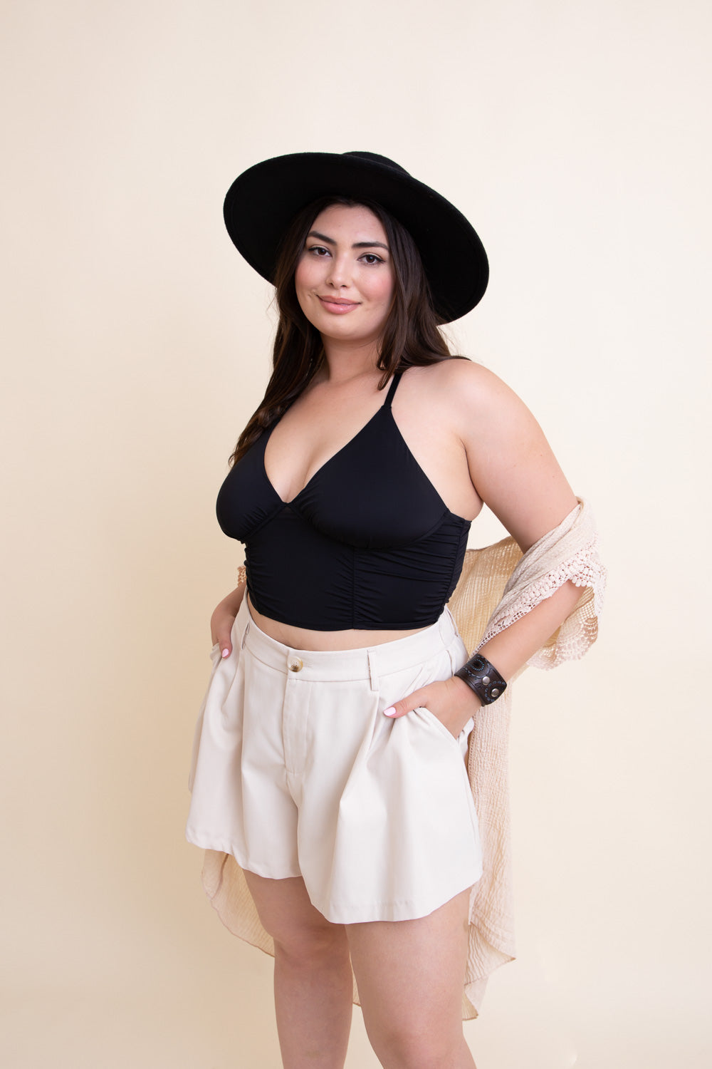 Ruched Plus Size Bralette for Women Comfortable Support Bra
