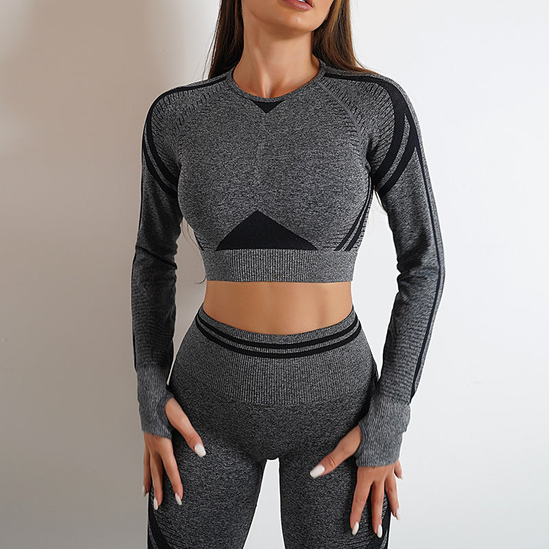 Quick-Dry Women's Yoga Set with Long Sleeve & Pants