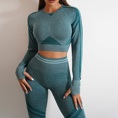 Quick-Dry Women's Yoga Set with Long Sleeve & Pants