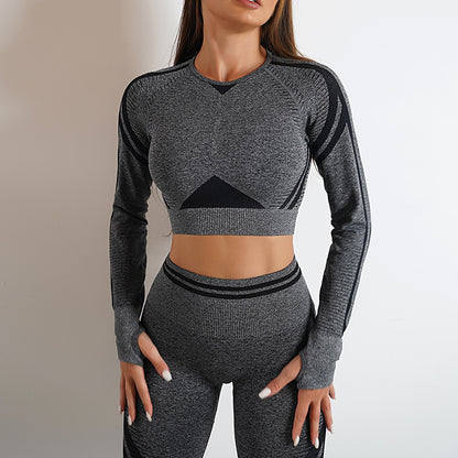 Quick-Dry Women's Yoga Set with Long Sleeve & Pants