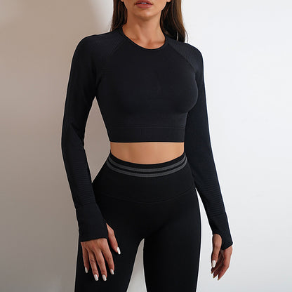 Quick-Dry Women's Yoga Set with Long Sleeve & Pants