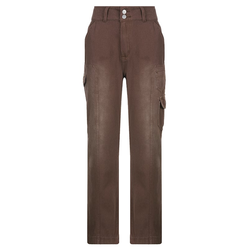 High Rise Loose Pocket Wide Leg Fashion Pants