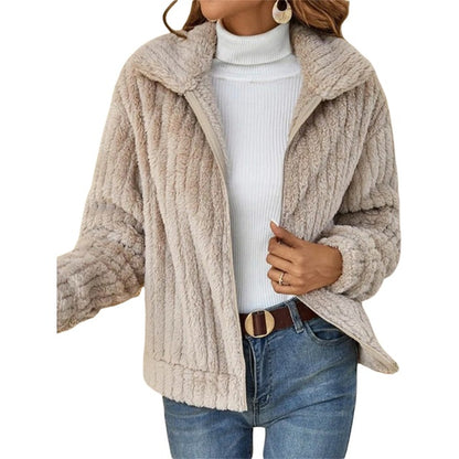 Oversized Fleece Sherpa Jacket with Pockets and Zip Up
