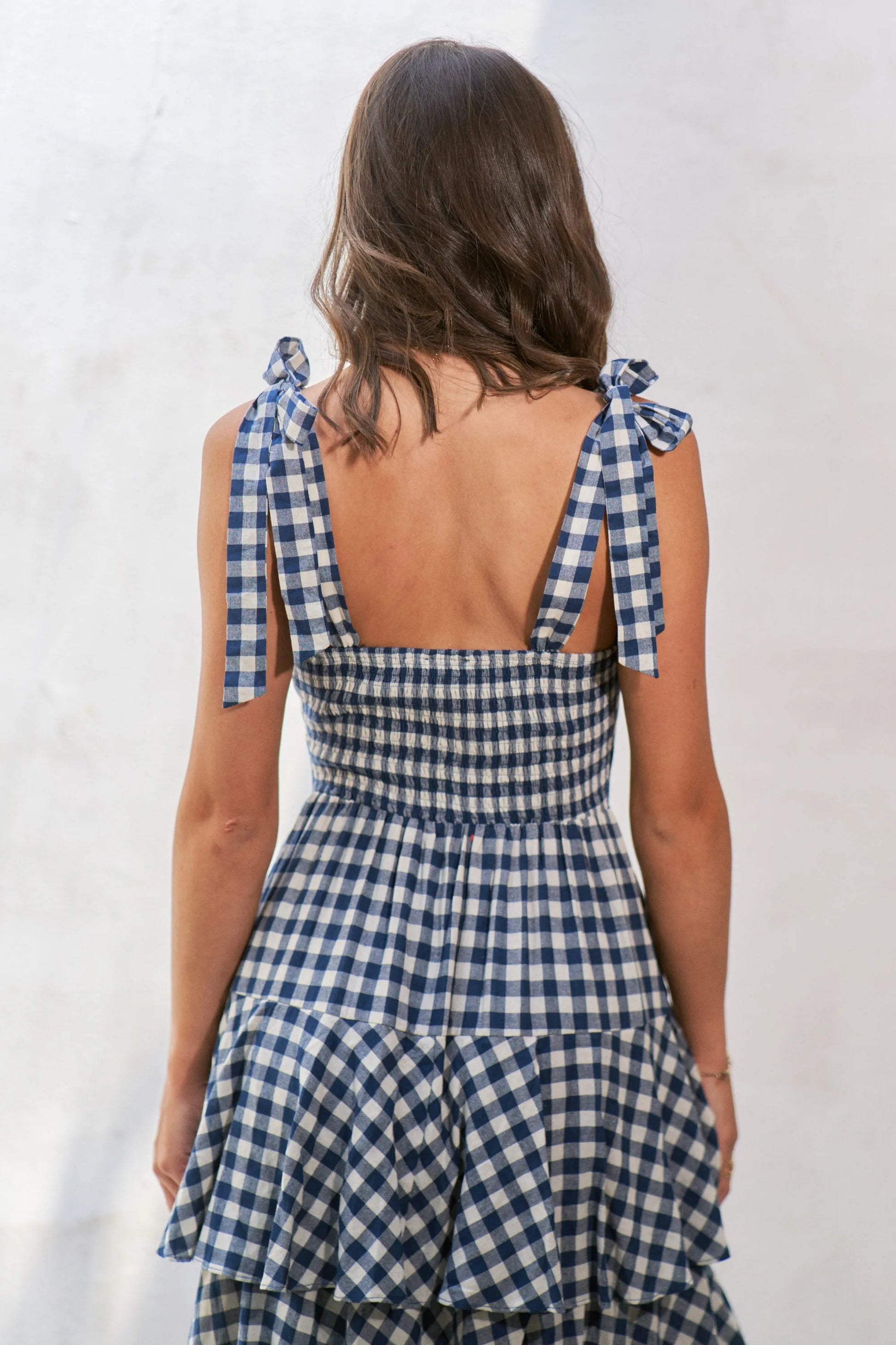 Jade By Jane Gingham Tiered Maxi Dress for Women Elegant