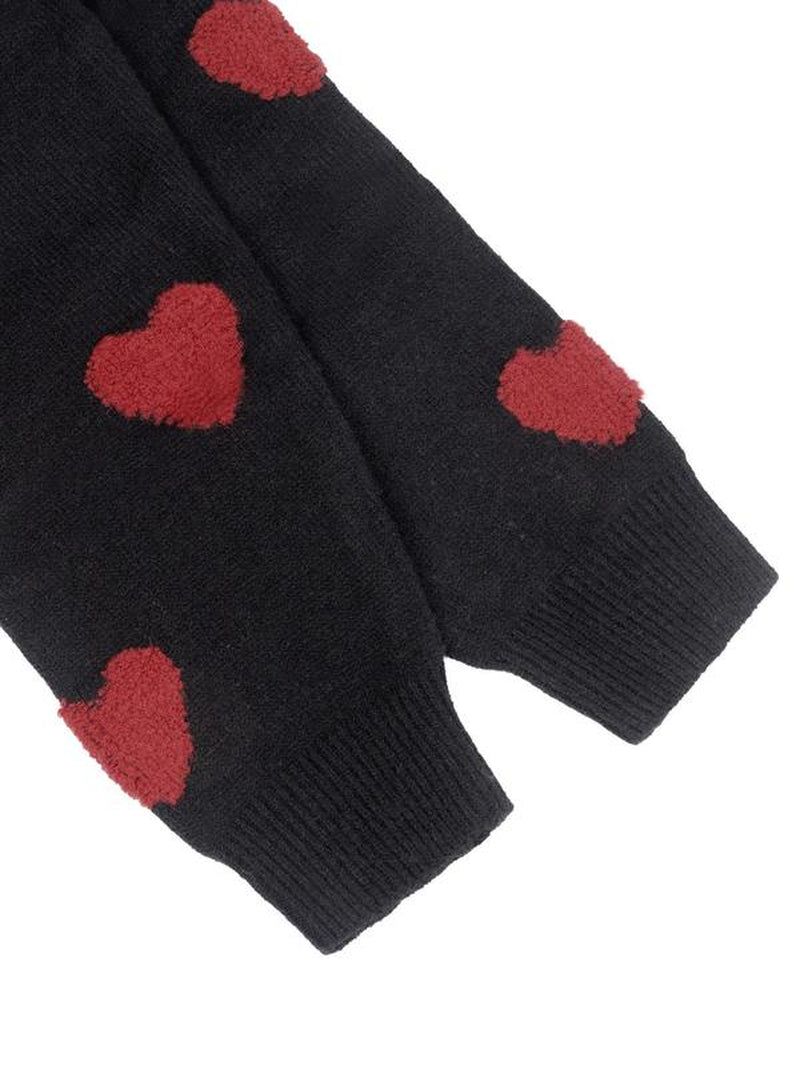 Women Printed Heart Pattern Crewneck Knitted Sweater