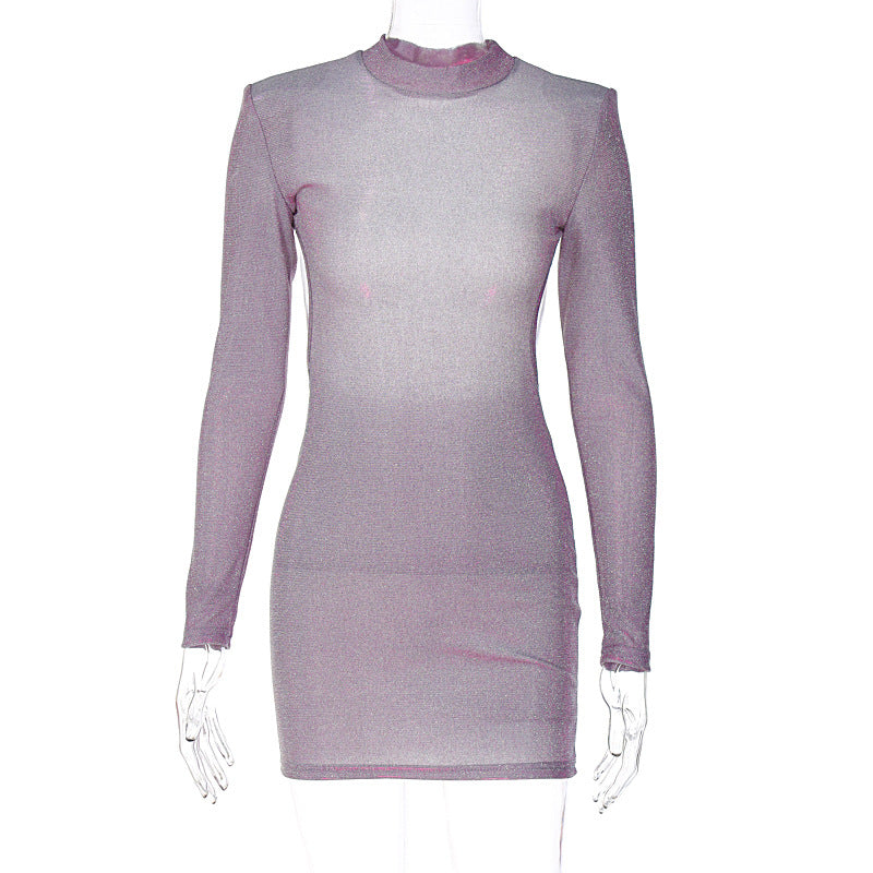 Round Neck Long Sleeve Hip Dress
