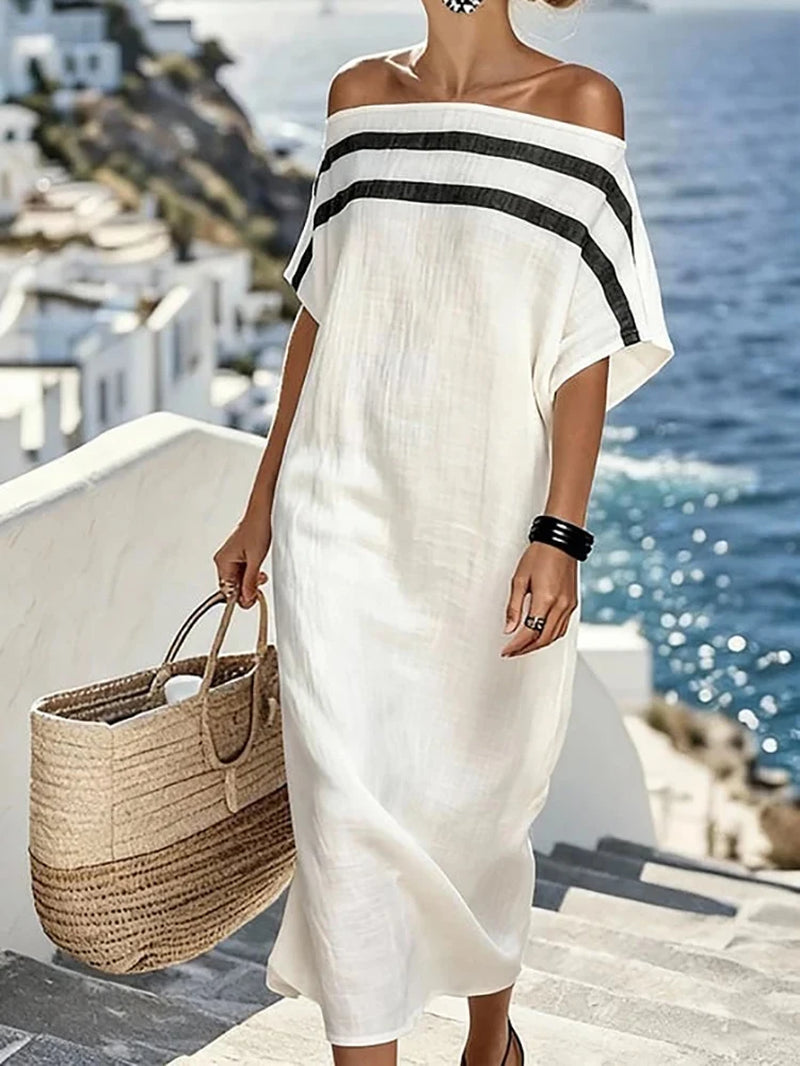 Women Beach Style Long Sleeve Boho Floral Print Maxi Dress