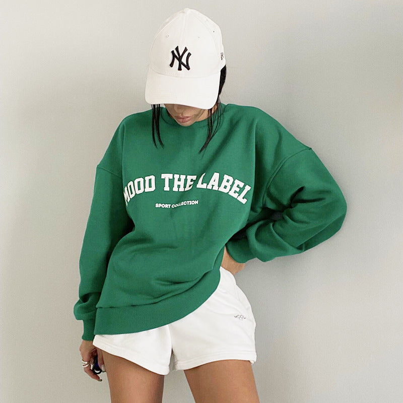 Loose Fit Women's Sweater with Printed Letters