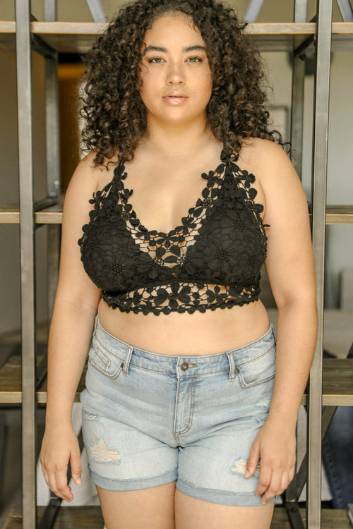 Crochet Daisy Longline Bralette with Adjustable Straps Chic