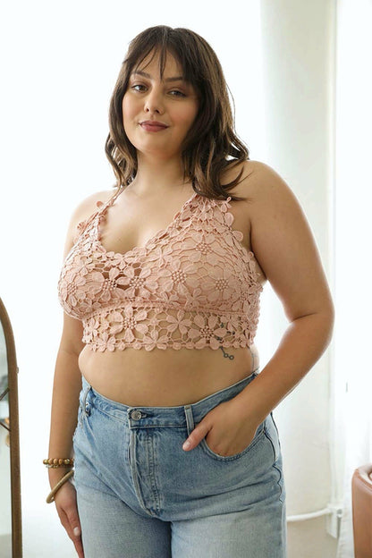 Crochet Daisy Longline Bralette with Adjustable Straps Chic