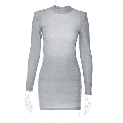 Round Neck Long Sleeve Hip Dress