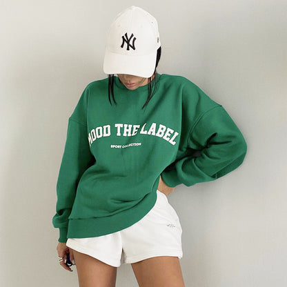 Loose Fit Women's Sweater with Printed Letters