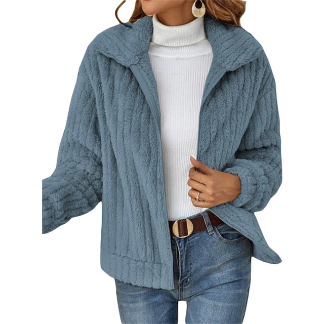Oversized Fleece Sherpa Jacket with Pockets and Zip Up
