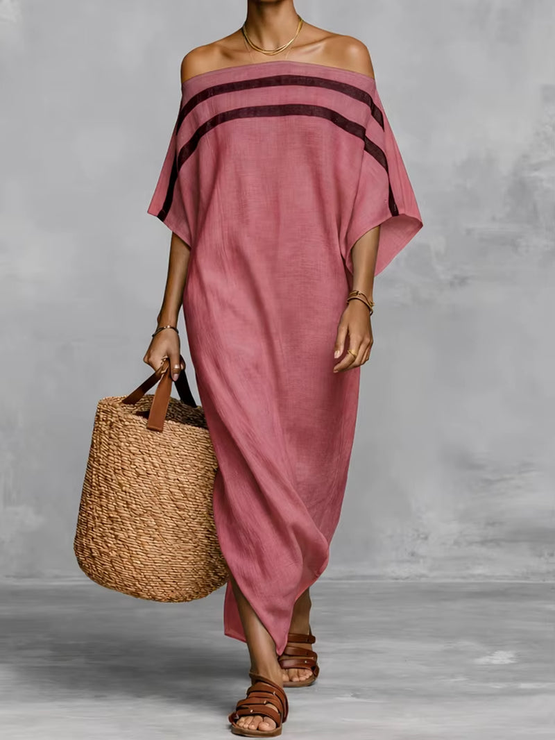 Women Beach Style Long Sleeve Boho Floral Print Maxi Dress