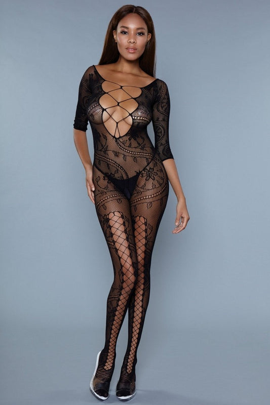 Fire & Desire Floral Lace Lace-Up Bodystocking