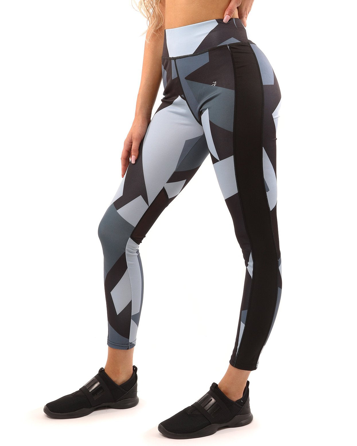 Black Grey Leggings Sports Bra Set Sculpted Fit