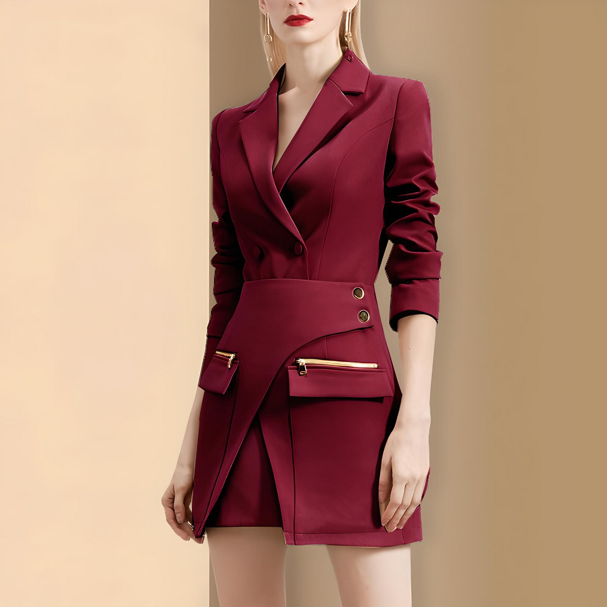 Women's Office Blazer Skirt Suit Set Elegant Two Piece Wear