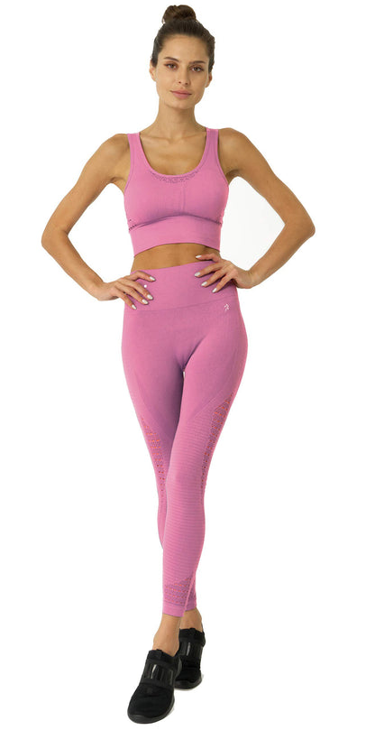 Pink Seamless Racerback Sports Bra Removable Cups