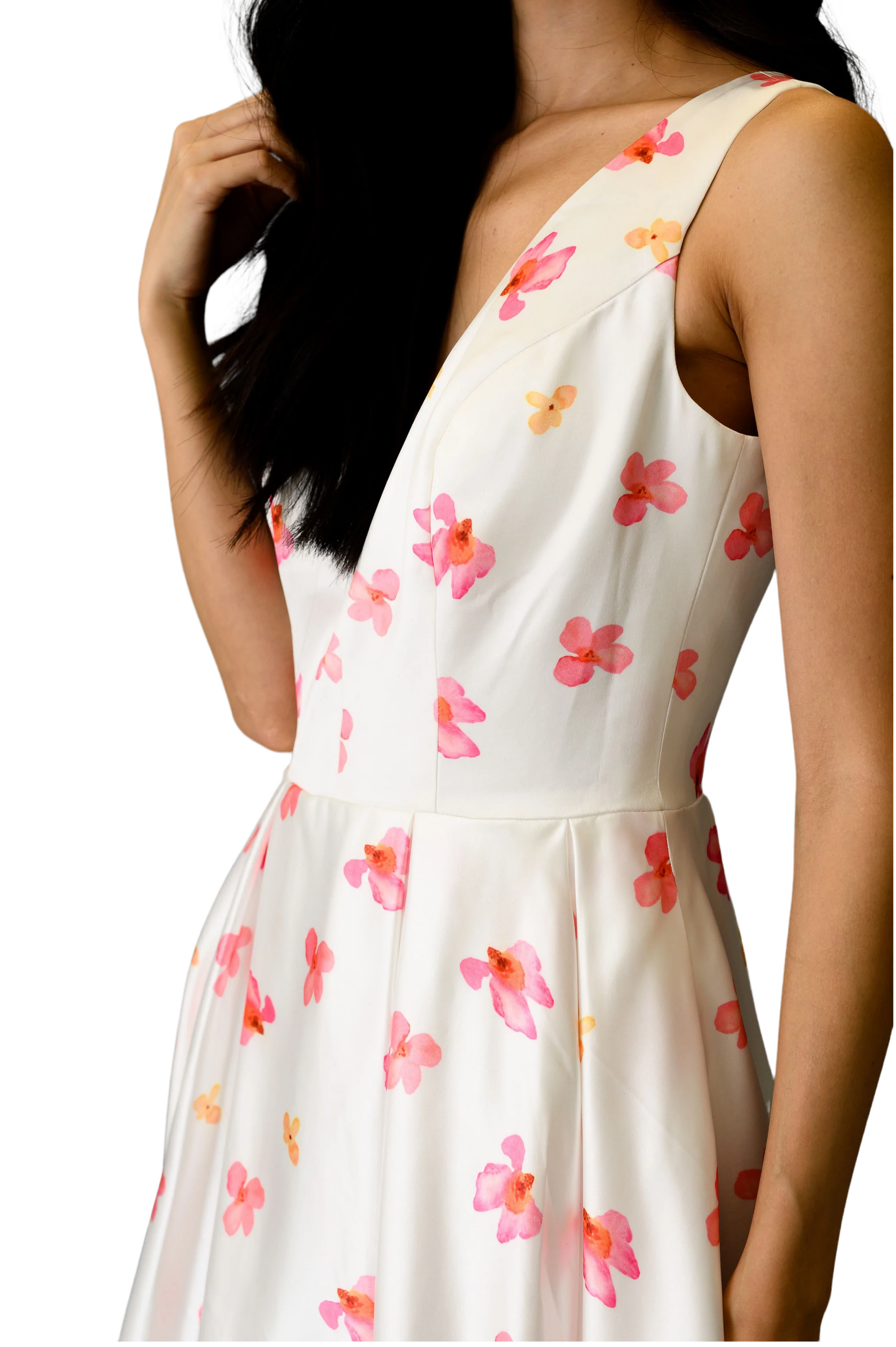 Women's Floral Formal Midi Dress for Wedding Party Elegant