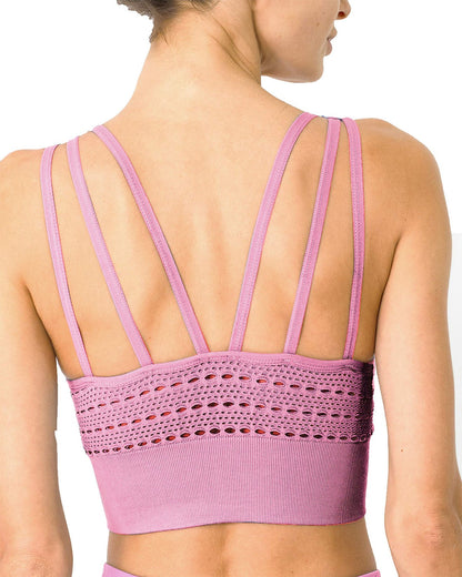 Pink Seamless Racerback Sports Bra Removable Cups