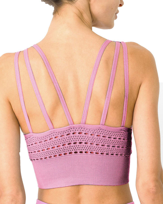 Pink Seamless Racerback Sports Bra Removable Cups