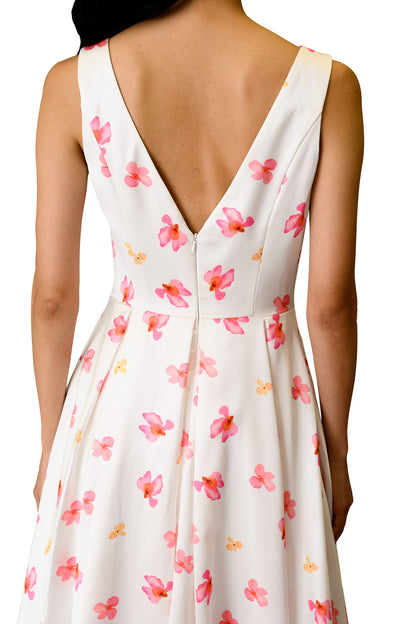 Women's Floral Formal Midi Dress for Wedding Party Elegant