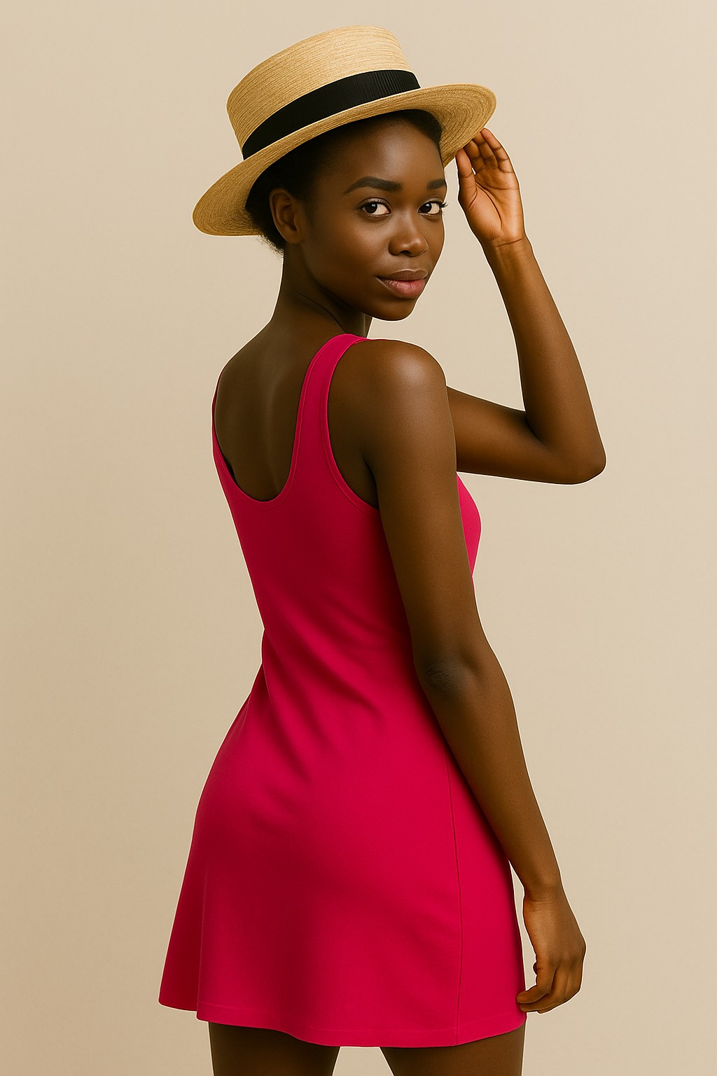 Casual Round Neck Cotton Blend Midi Dress for Women Summer