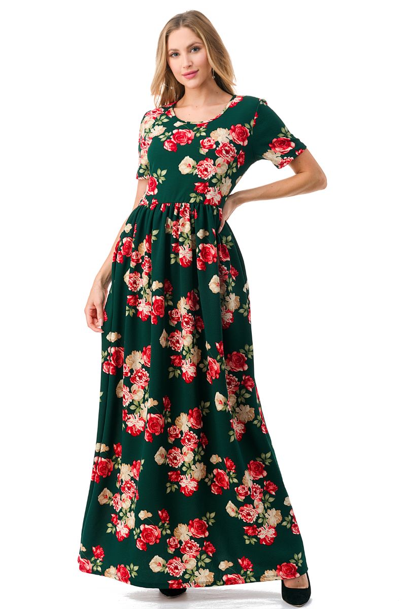 Women's Short Sleeve Maxi Dress with Pockets Casual Chic