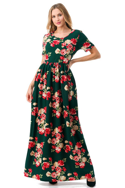 Women's Short Sleeve Maxi Dress with Pockets Casual Chic