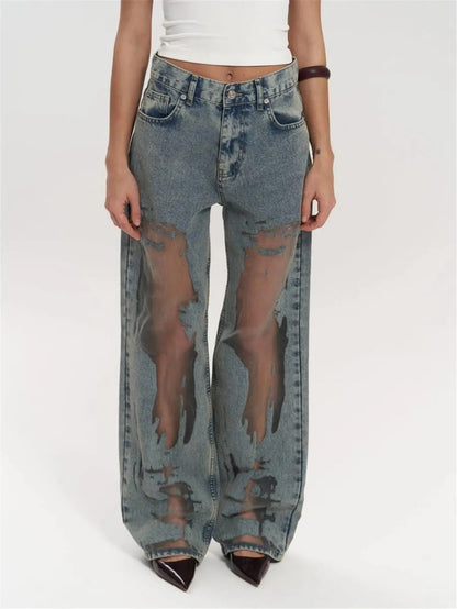 Gradient Straight-Leg Jeans (Single Piece)