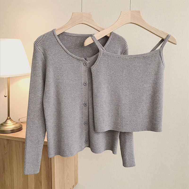 Women's Fashion Set: Tank Top & Knit Cardigan (2 Pieces)