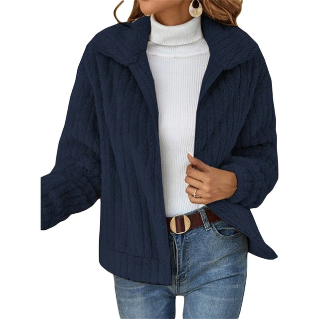 Oversized Fleece Sherpa Jacket with Pockets and Zip Up