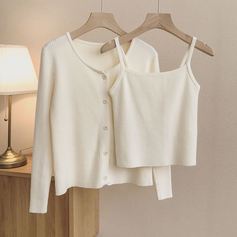 Women's Fashion Set: Tank Top & Knit Cardigan (2 Pieces)