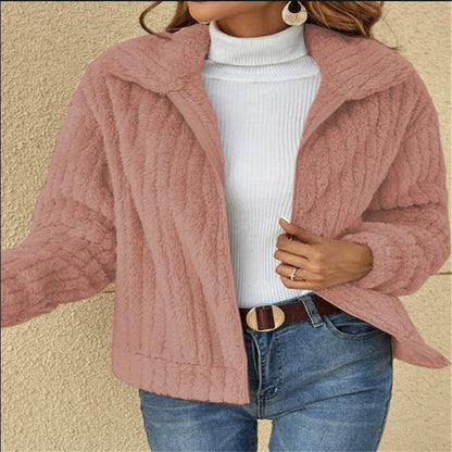 Oversized Fleece Sherpa Jacket with Pockets and Zip Up