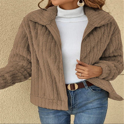 Oversized Fleece Sherpa Jacket with Pockets and Zip Up