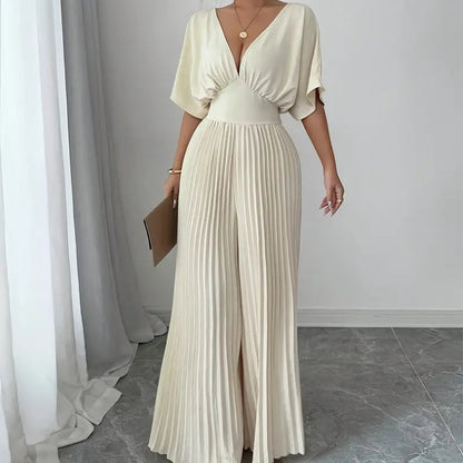 Pleated Wrap Style Maxi Dress for Women Elegant Evening Wear