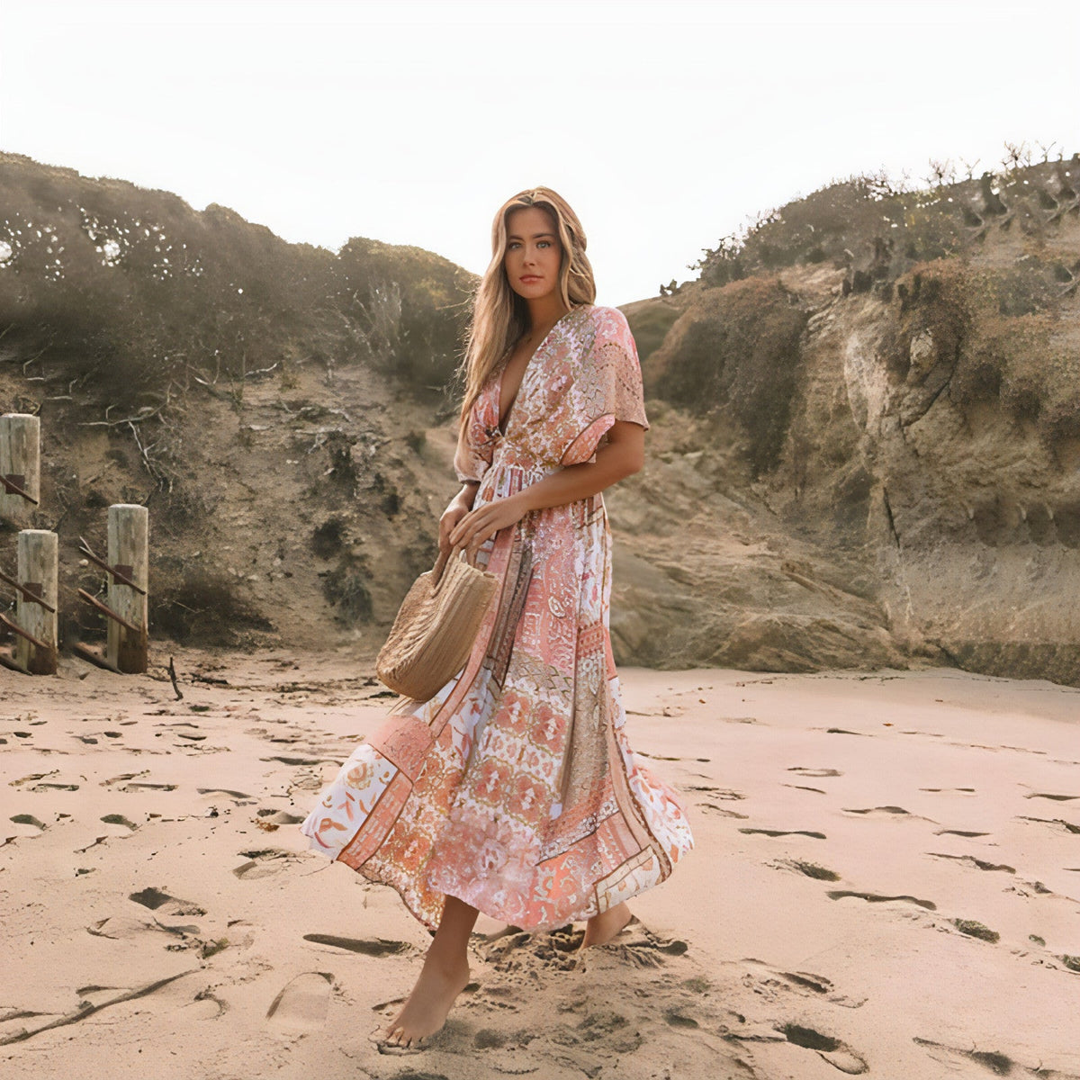 Floral Print A-Line Dress Women Spring Casual Elegant Wear