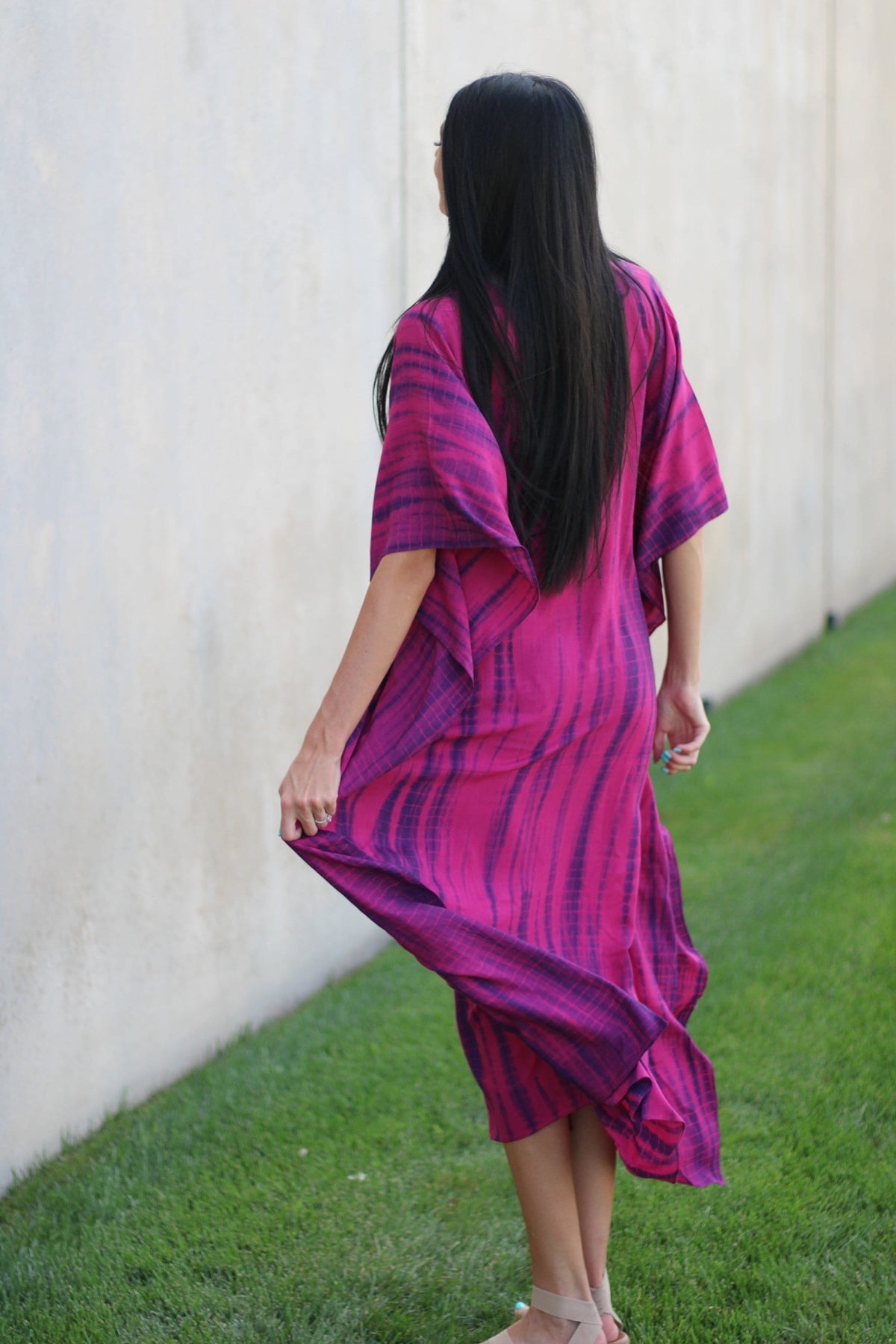 Tie Dye Plus Size Kaftan Dress with Pockets for Women