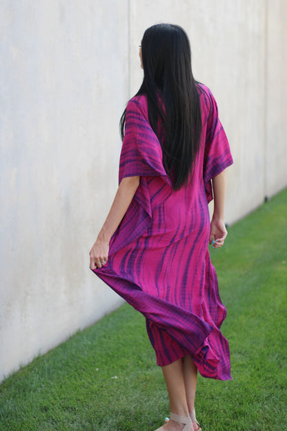 Tie Dye Plus Size Kaftan Dress with Pockets for Women