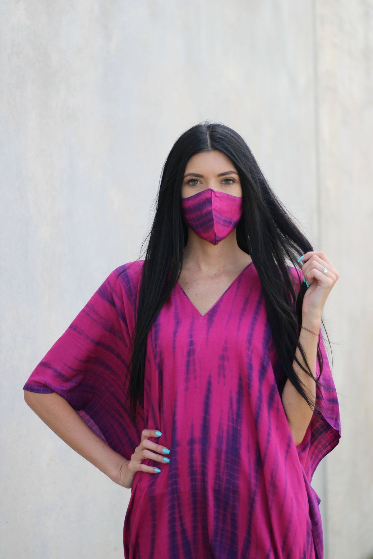 Tie Dye Plus Size Kaftan Dress with Pockets for Women