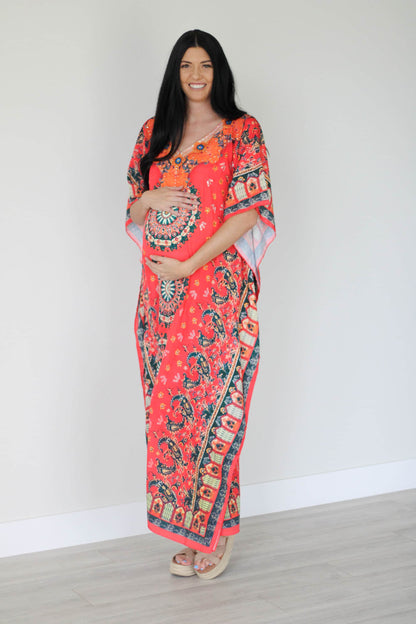 Women's Boho Kaftan Maxi Dress Plus Size Beach Cover Up