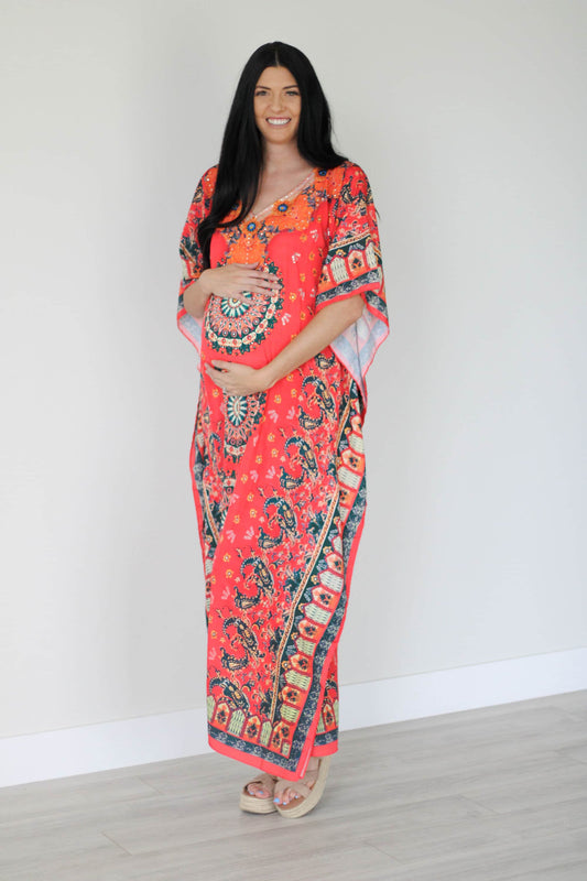 Women's Boho Kaftan Maxi Dress Plus Size Beach Cover Up