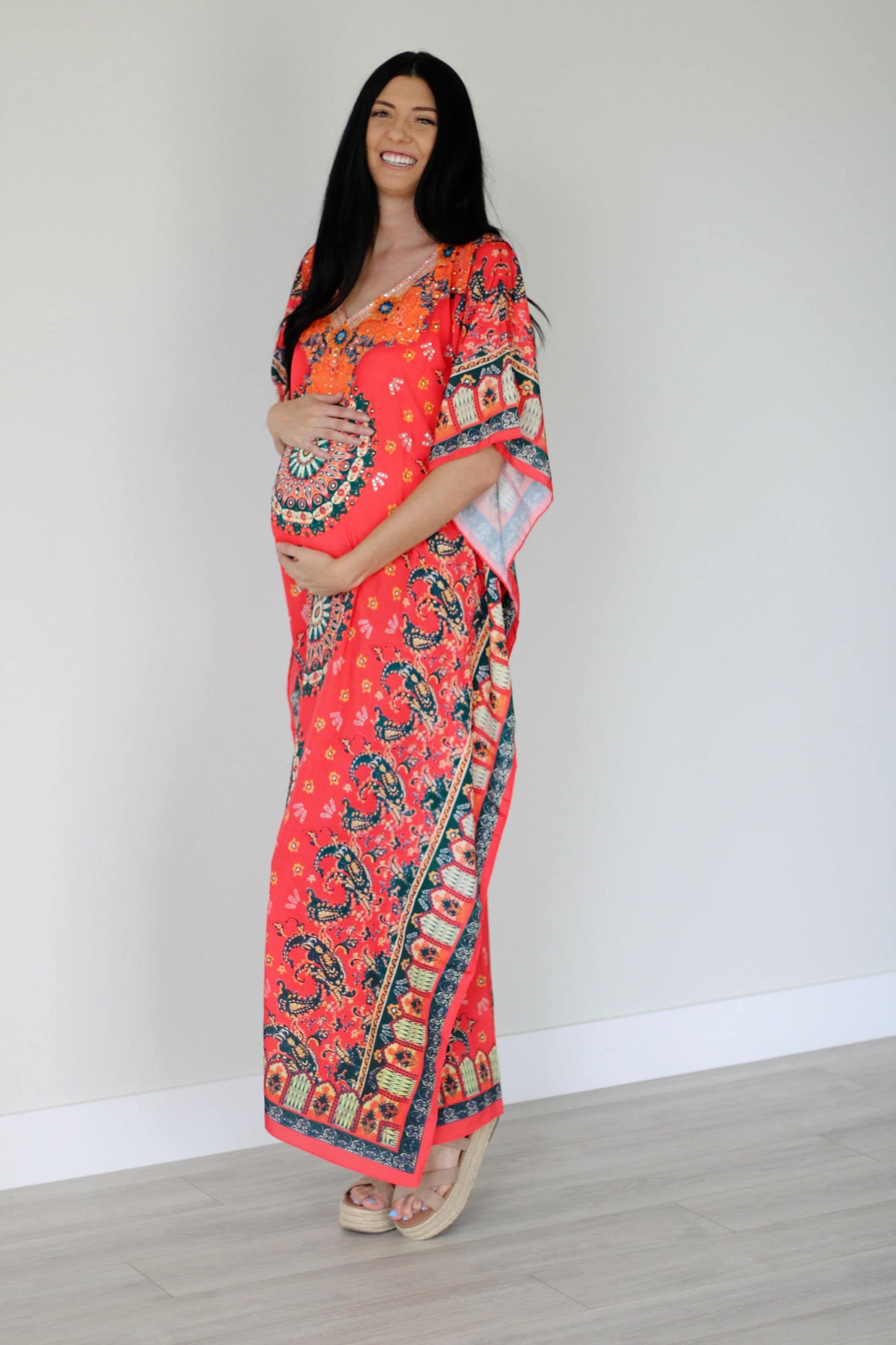 Women's Boho Kaftan Maxi Dress Plus Size Beach Cover Up